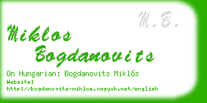 miklos bogdanovits business card